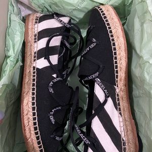 Off-White Diagonal Stripe Flat Espadrilles